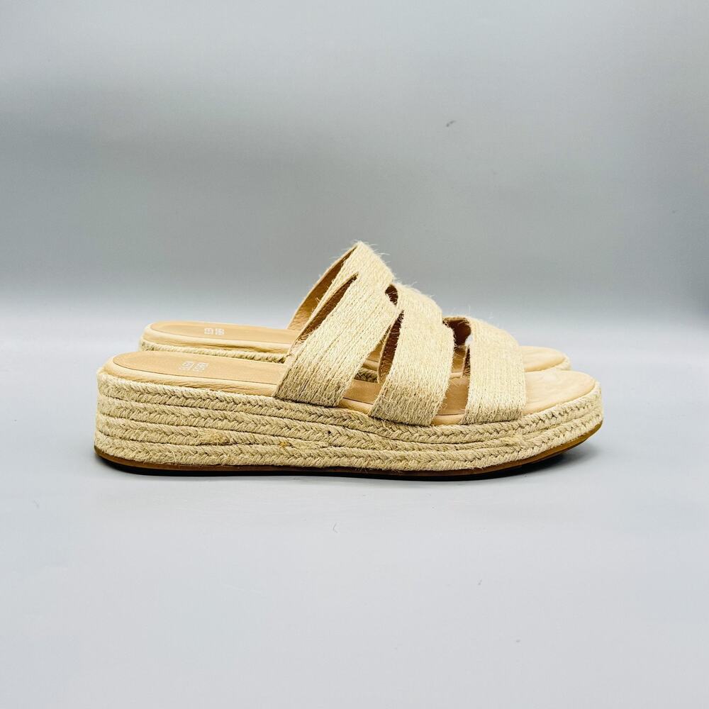Eileen Fisher Sandals Womens 10 Beige Hemp Espadrille Platform Slide Shoes